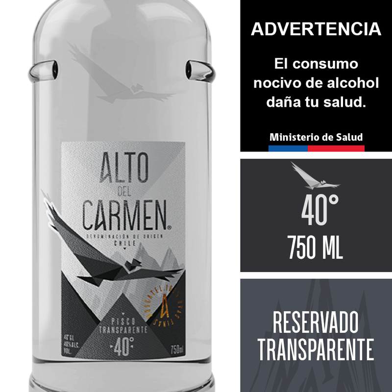 Pisco Alto del Carmen Reservado Transparente 40° Botella 750 cc