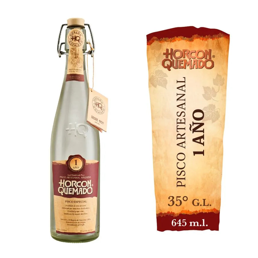 Pisco Horcón Quemado 1 Año botella 645cc 35º alc.