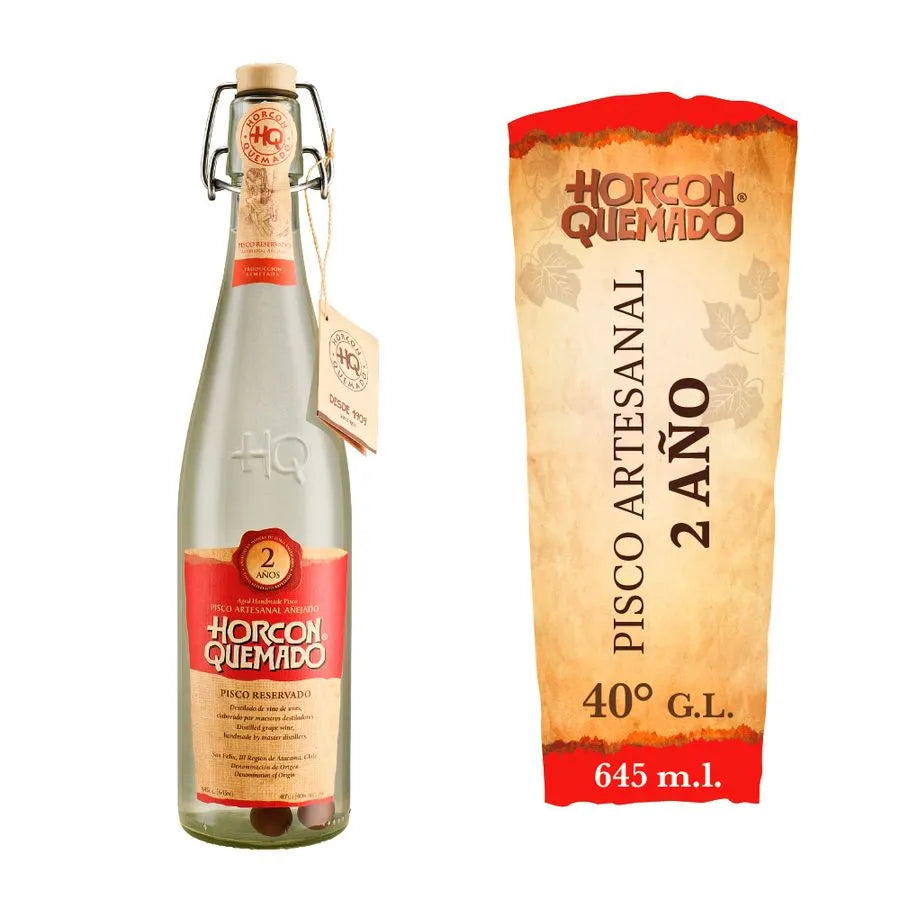 Pisco Horcón Quemado 2 años botella 645 cc 40° alc.