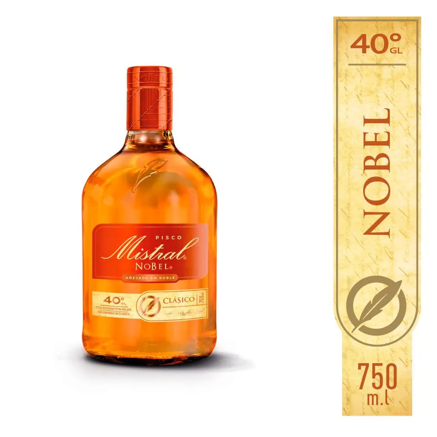 Pisco Mistral Nobel Añejado en Roble 40° botella 750 cc