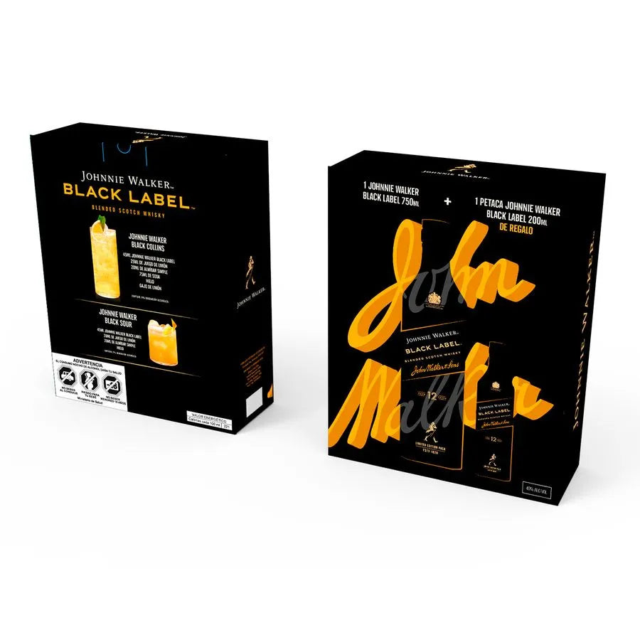 Pack Johnnie Walker Black 40° 750 + Petaca JW Black 40° 200 cc