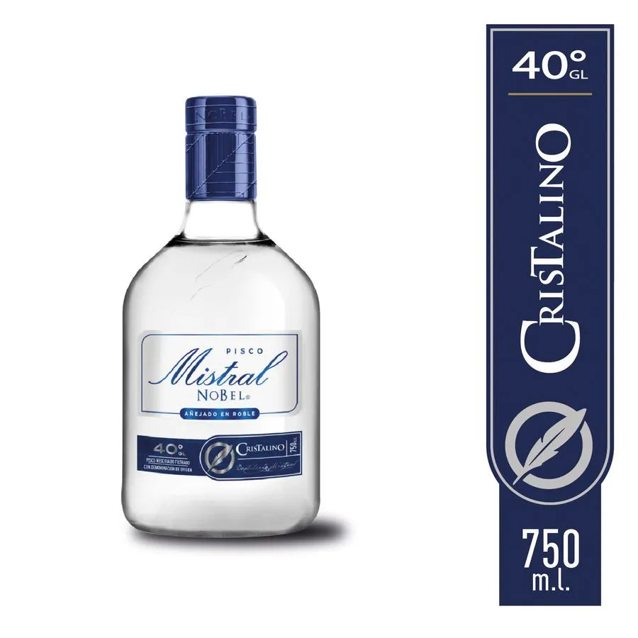 Pisco Mistral Nobel Cristalino 40° botella 750 cc