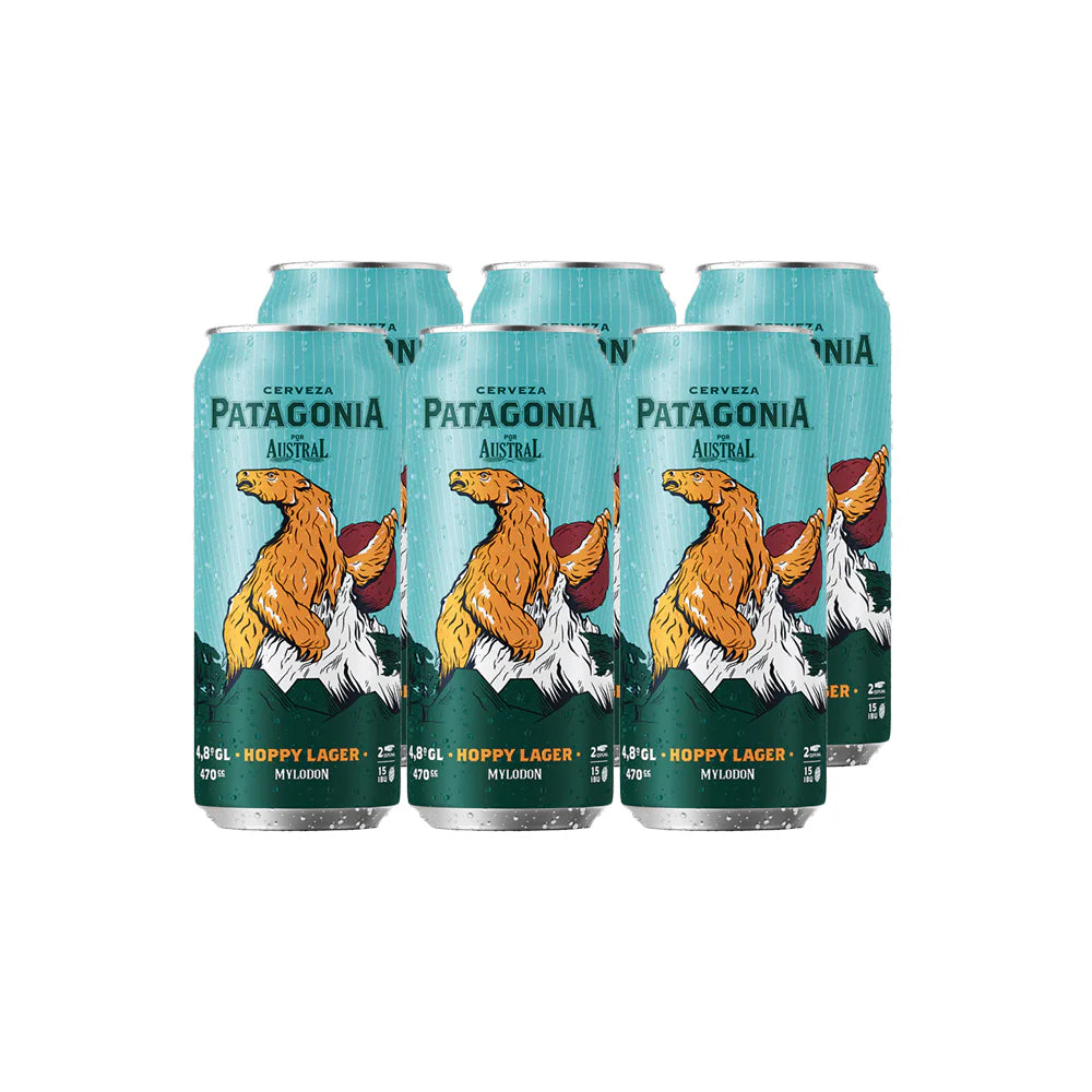 Pack Cerveza Austral Patagonia Hoppy Lager 470cc x6 unid