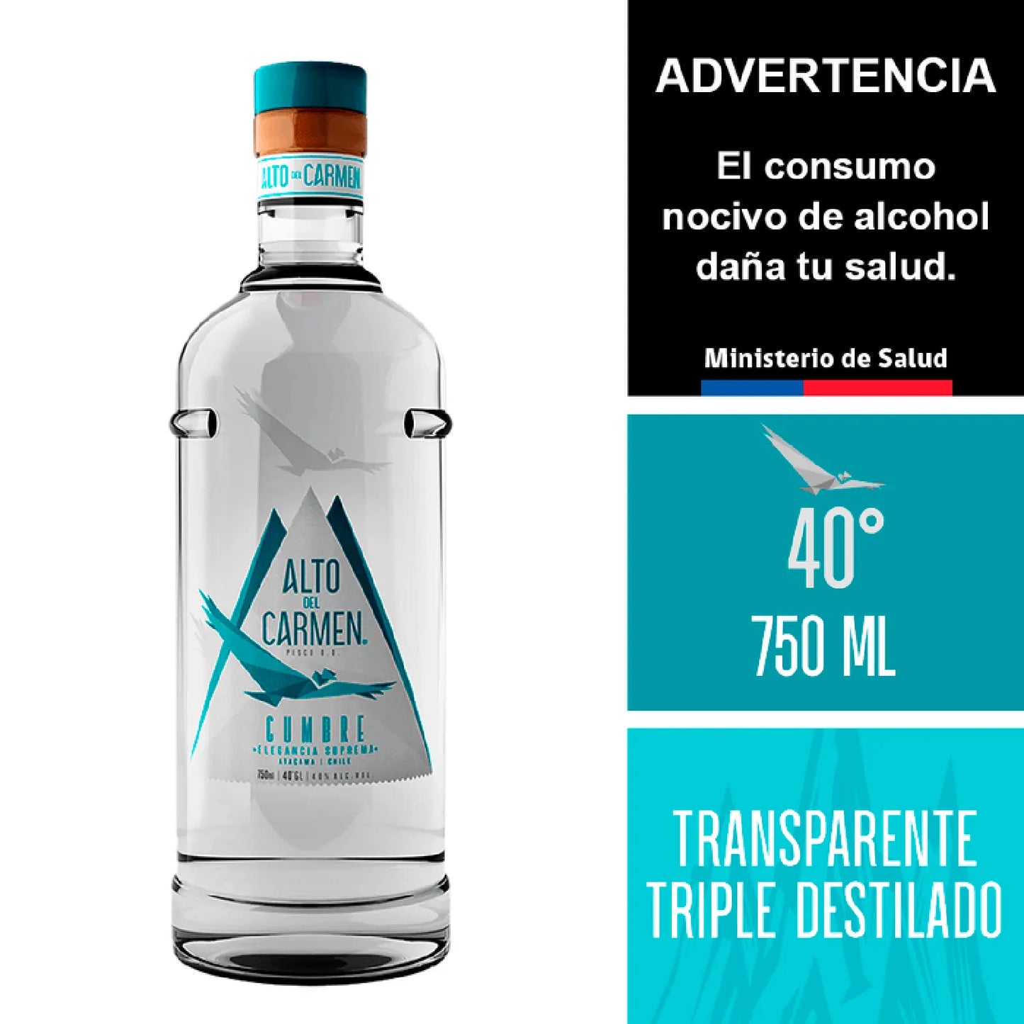 Pisco Alto del Carmen Cumbre 40° Botella 750cc