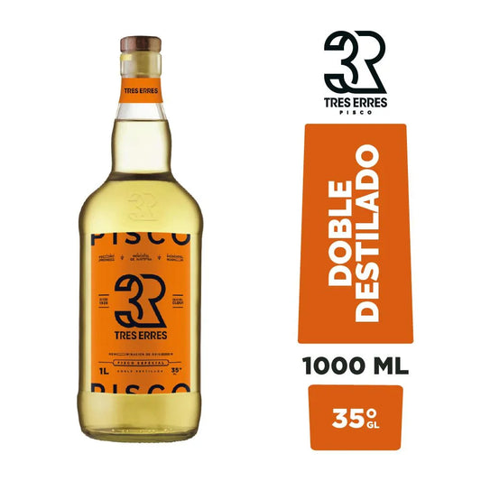 Pisco 3R Doble Destilado 35° 1 litro