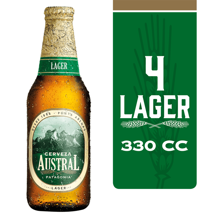 Cerveza Austral Lager 4.6° 330 cc - Pack 4 unid