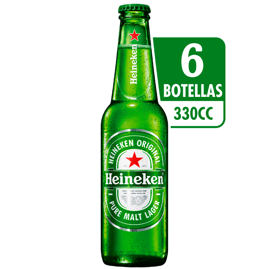 Cerveza Heineken Lager 5.0° 330 cc - Pack 6 un.