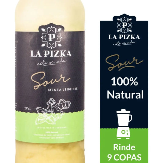 Cóctel Pisco Sour Natural La Pizka Menta Jengibre 24° botella 1 litro