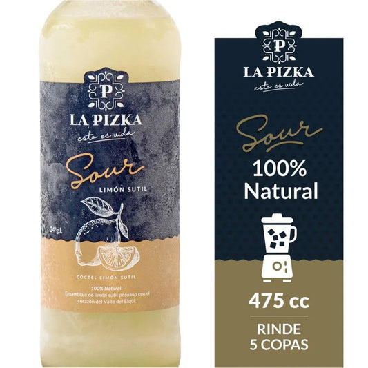 Cóctel Pisco Sour Natural La Pizka Limón Sutil 24° 475 cc