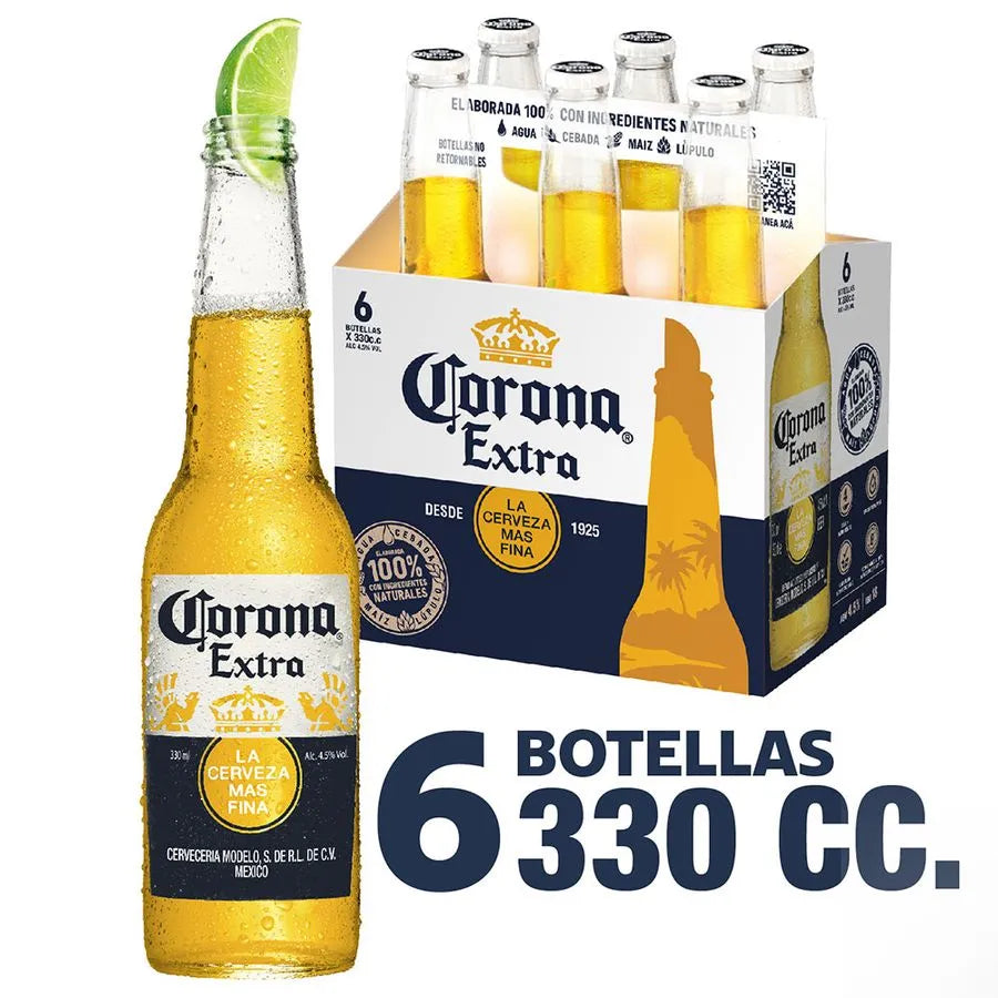 Cerveza Corona Lager 4.5° 330 cc - Pack 6 un.