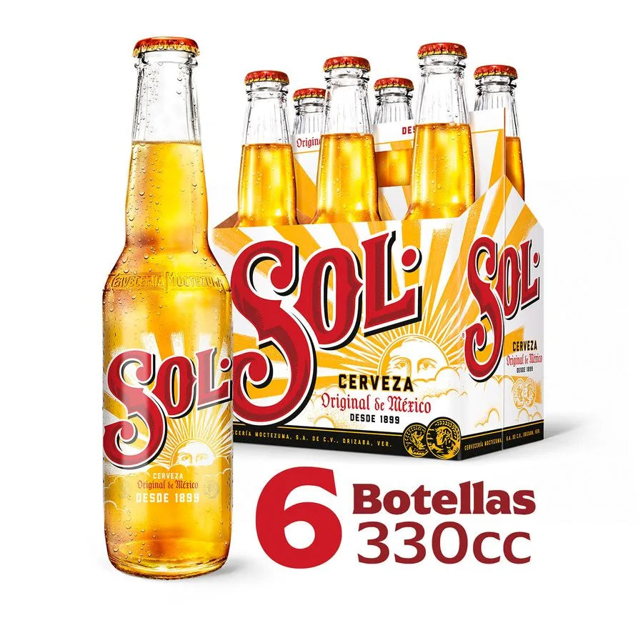 Cerveza Sol Lager 4.5° 330 cc - Pack 6 un.
