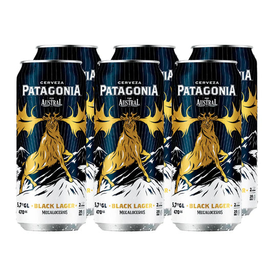 Pack Cerveza Austral Patagonia Black Lager 5.3° 470 cc x6 unid