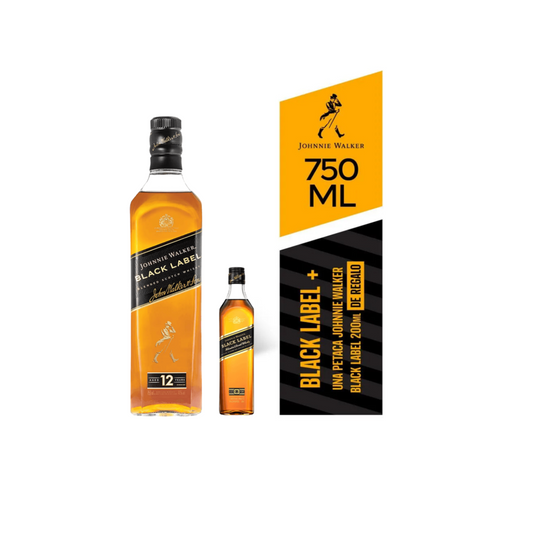 Pack Johnnie Walker Black 40° 750 + Petaca JW Black 40° 200 cc