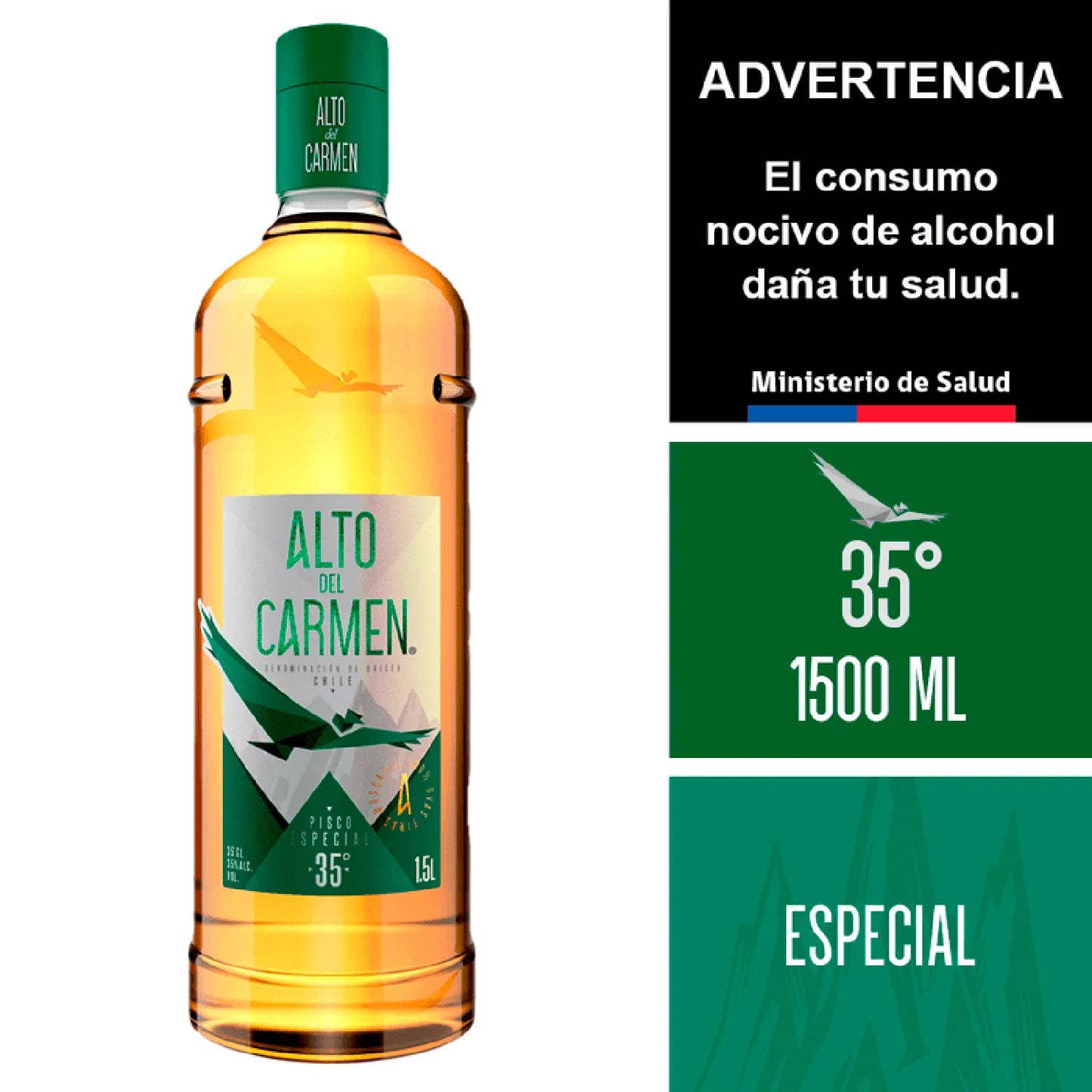 Pisco Alto del Carmen 1.5 litros 35°