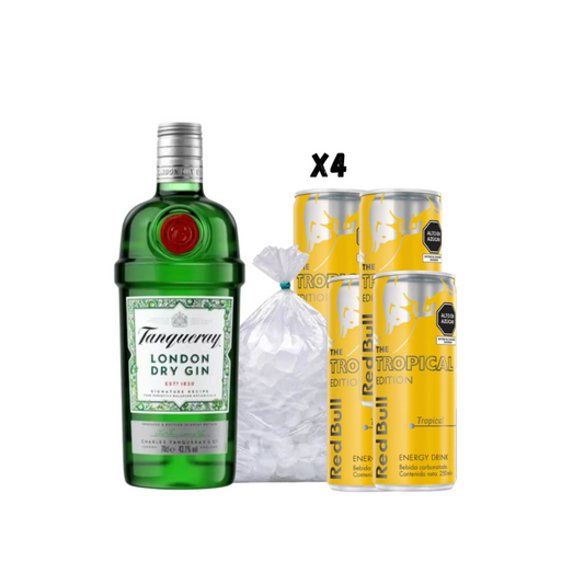 Promo Tanqueray London + 4 redbull yellow + Hielo